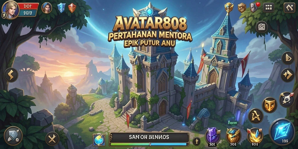 Tangkapan layar gameplay AVATAR808 yang menunjukkan aksi menara mempertahankan garis depan.