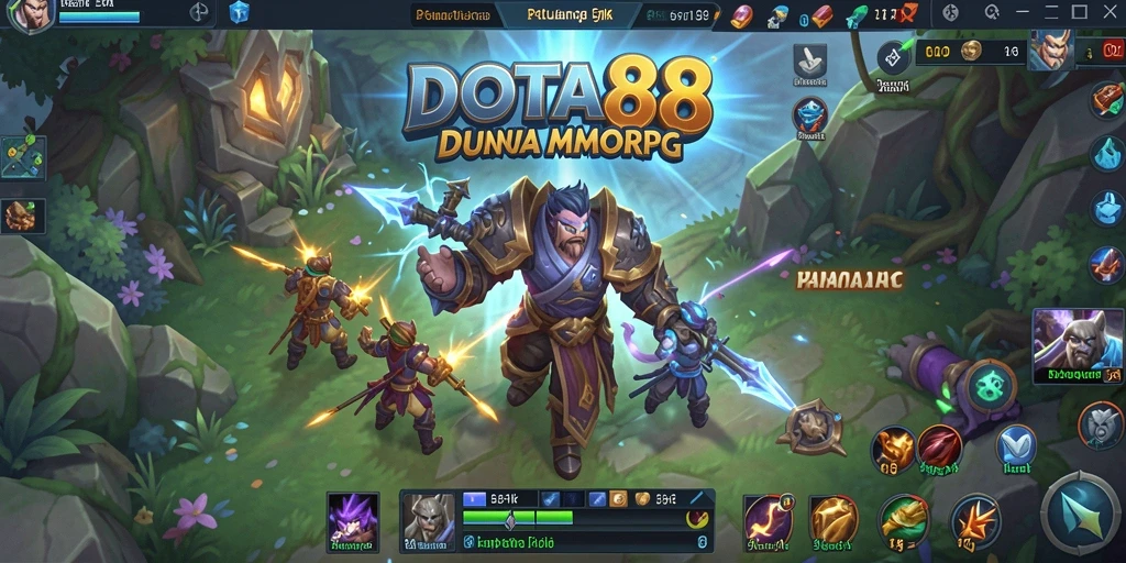 Screenshot gameplay DOTA88 menampilkan pertarungan epik antara karakter pemain.