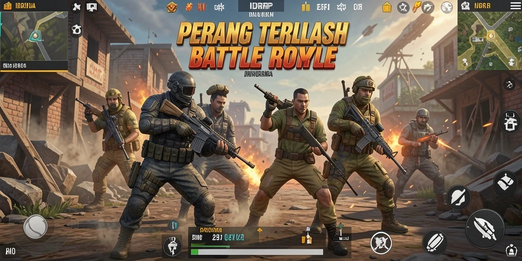 Tampilan gameplay IDRRP dengan aksi Battle Royale yang mendebarkan.