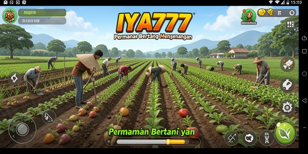Screenshot utama IYA777 menunjukkan gameplay seru dalam bertani.