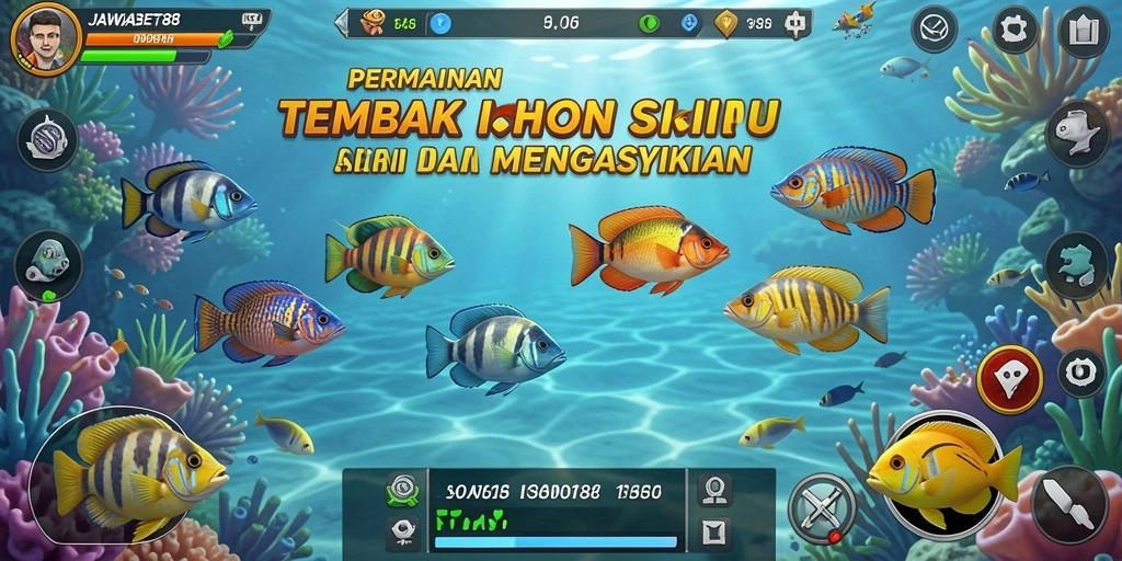 Tampilan gameplay seru JAWABET88 saat menembak ikan.