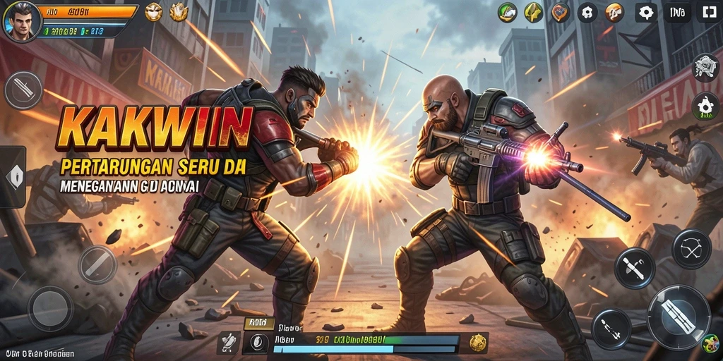 Screenshot KAKWIN menampilkan aksi pertarungan yang cepat dan mendebarkan.