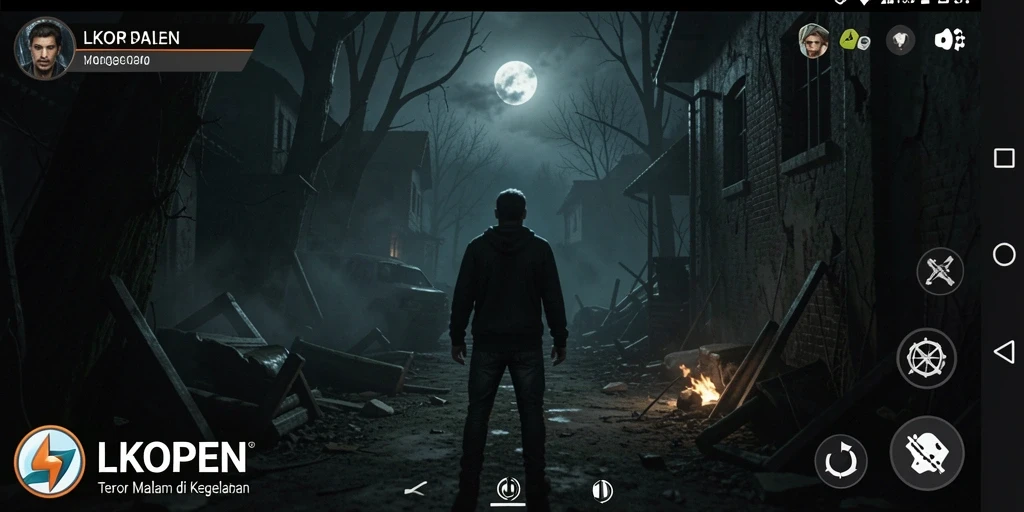 Screenshot menunjukkan suasana mencekam dalam gameplay LKOPEN.