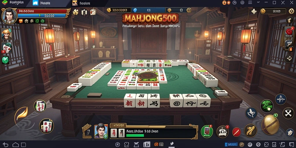 Tampilan gameplay seru dari MAHJONG500 dalam dunia MMORPG.
