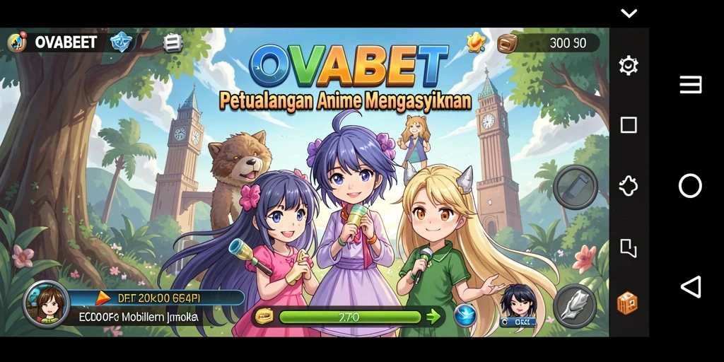 Tampilan gameplay OVABET yang penuh aksi dan karakter menawan.