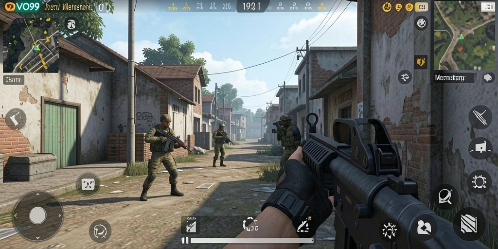 Screenshot OVO99 menampilkan aksi seru dalam pertempuran FPS.