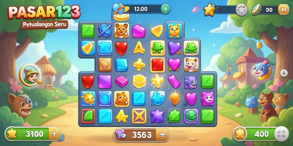 Tampilan gameplay PASAR123 yang menantang dan seru.