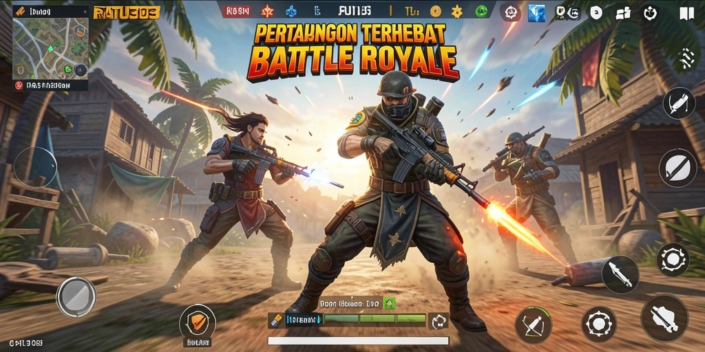 Screenshot gameplay RATU303 yang menegangkan di arena Battle Royale.