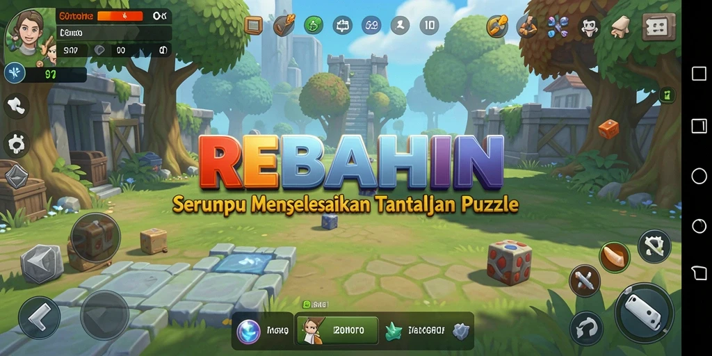 Tampilan gameplay seru dari REBAHIN dengan berbagai puzzle menarik.