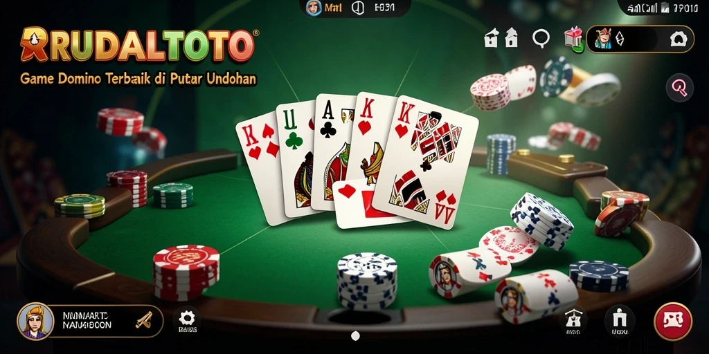Tampilan gameplay seru dalam RUDALTOTO dengan pemain bermain Domino.