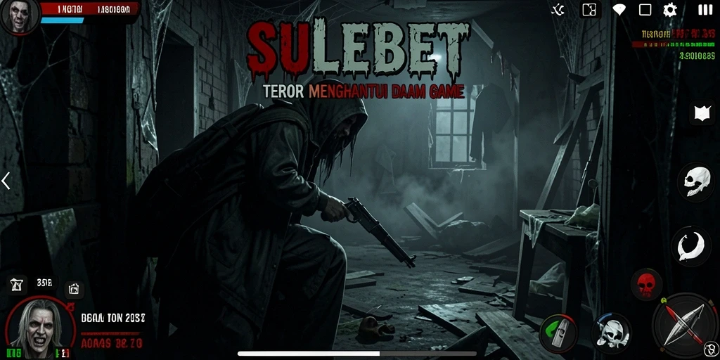 Tangkapan layar gameplay SULEBET menampilkan suasana menyeramkan dan menegangkan.