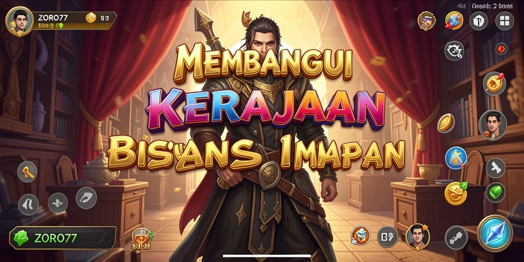 Tampilan gameplay ZORO77 yang menampilkan interaksi bisnis yang dinamis.
