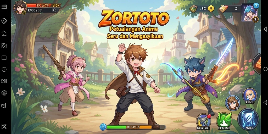 Tangkapan layar gameplay ZORTOTO dengan karakter Anime yang menawan.